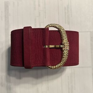 Vintage Christian Dior Burgundy Leather/Suede Belt(Size 70)